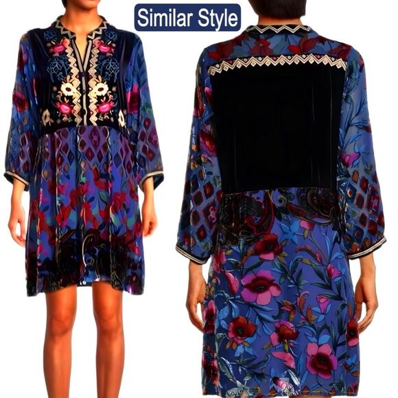 Johnny Was Velvet Long Sleeve Dress - Picture 13 of 17